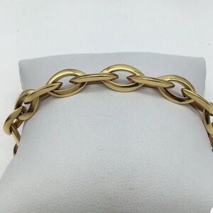925 Gold elongated oval link, cable chain bracelet